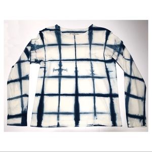 BLUE SHIBORI TIE DYE LONGSLEEVE T-SHIRT